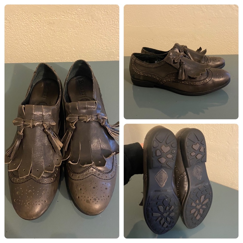 BORN Boylenn Charcoal Gray Leather Wingtip Shoes